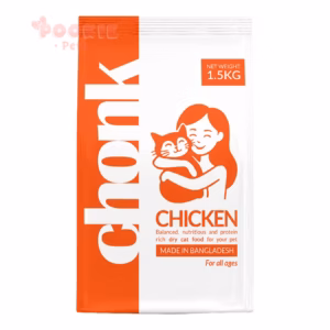 Chonk Cat Food All Ages Chicken in 1.5kg, 3kg, and 15kg bags side by side